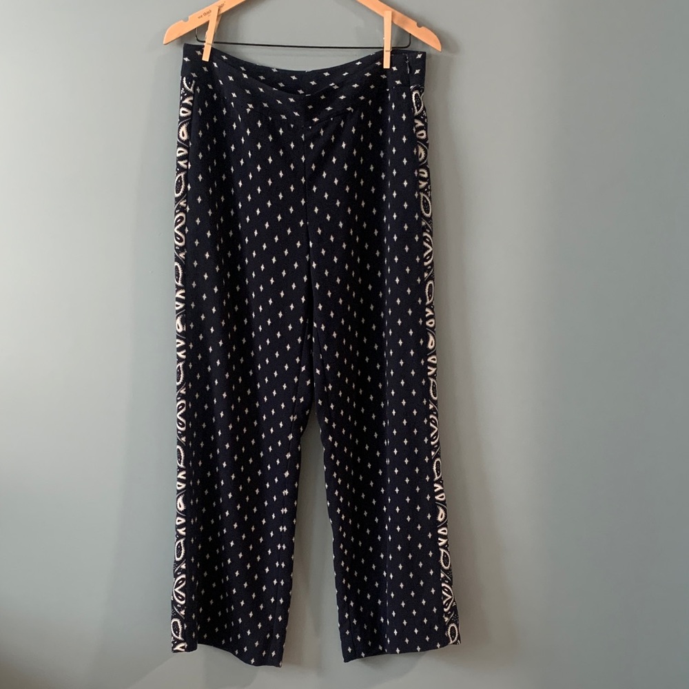 Vintage lightweight Navy two Patterned Wide-Leg Pants